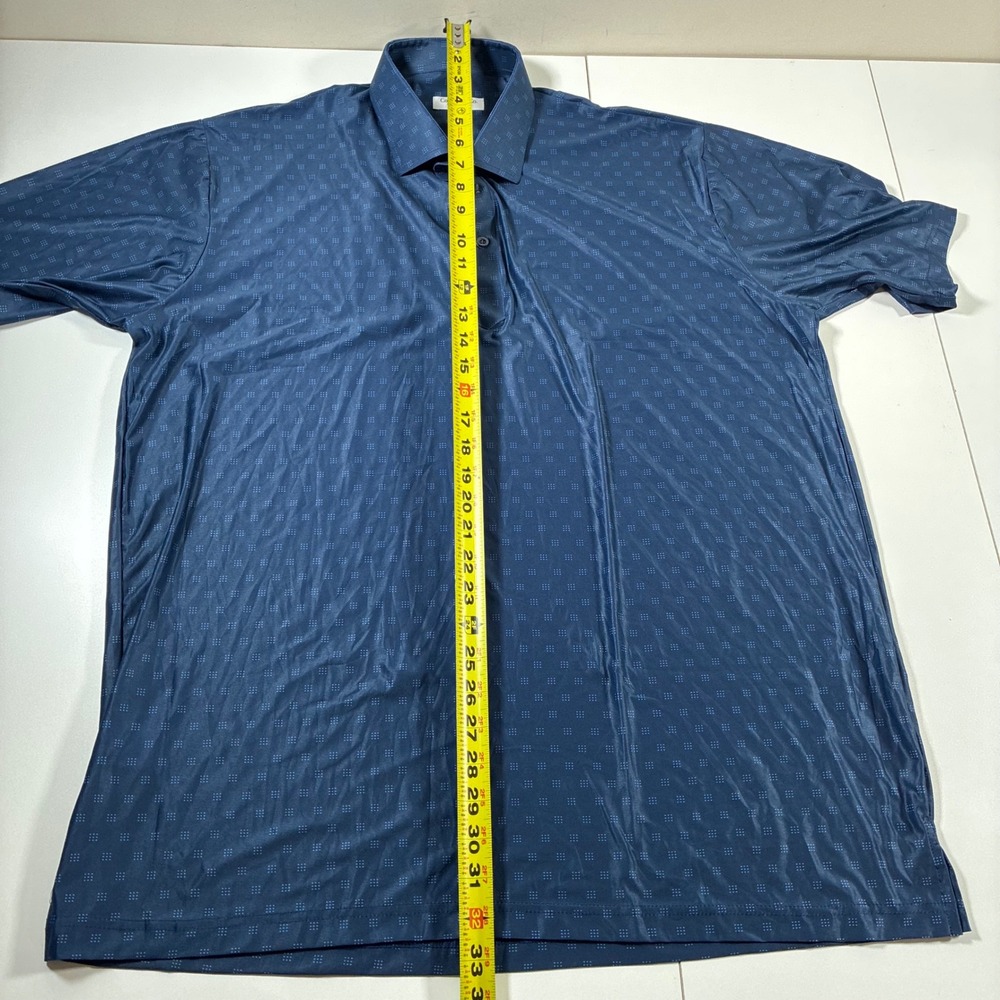 NEW Collars & Co. Polo Shirt XL Dark Blue Featherweight Geometric Print Golf - Picture 6 of 7